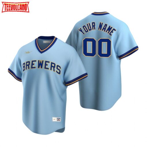 Milwaukee Brewers Custom Powder Blue Cooperstown Road Jersey