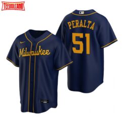 Milwaukee Brewers Freddy Peralta Navy Alternate Replica Jersey