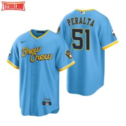 Milwaukee Brewers Freddy Peralta Powder Blue 2022 City Connect Replica Jersey