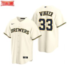 Milwaukee Brewers Jesse Winker Cream Home Replica Jersey