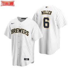 Milwaukee Brewers Owen Miller White Navy Alternate Replica Jersey