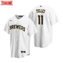 Milwaukee Brewers Rowdy Tellez White Navy Alternate Replica Jersey