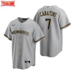 Milwaukee Brewers Victor Caratini Nike Gray Road Replica Jersey