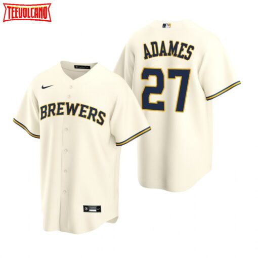 Milwaukee Brewers Willy Adames Cream Home Replica Jersey