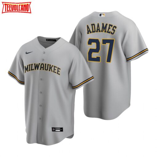 Milwaukee Brewers Willy Adames Gray Road Replica Jersey