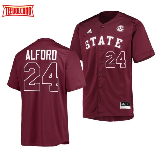 Mississippi State Bulldogs Slate Alford College Baseball Maroon Jersey
