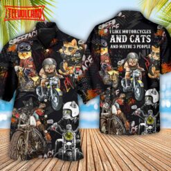 Motorcycle I Like Motocycles And Cats Hawaiian Shirt