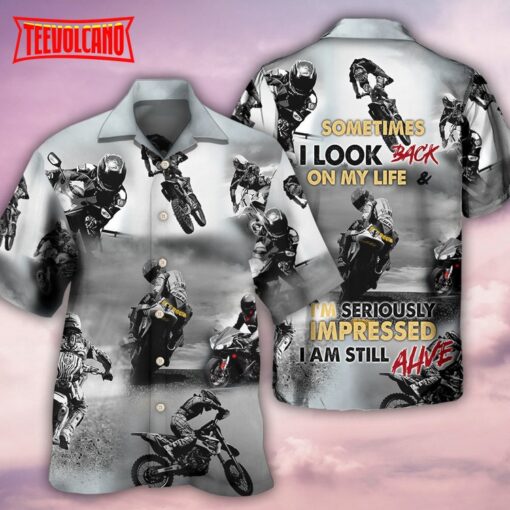 Motorcycle Sometimes I Look Back Hawaiian Shirt