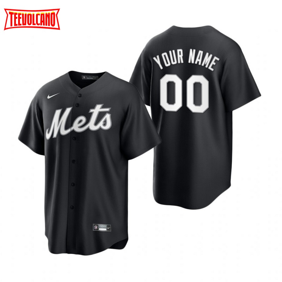 New York Mets Custom Black White Fashion Replica Jersey