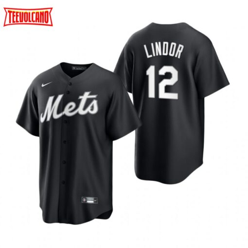 New York Mets Francisco Lindor Black White Fashion Replica Jersey