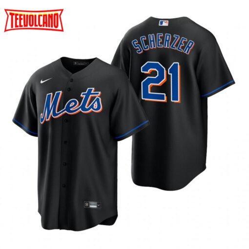 New York Mets Max Scherzer Black Replica Alternate Jersey