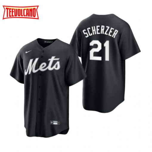 New York Mets Max Scherzer Black White Fashion Replica Jersey