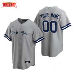New York Yankees Custom Gray Road Replica Jersey