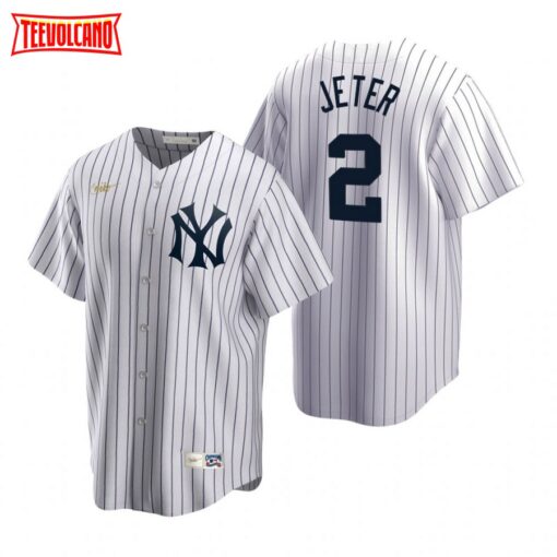 New York Yankees Derek Jeter White Cooperstown Home Jersey