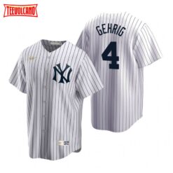 New York Yankees Lou Gehrig White Cooperstown Home Jersey