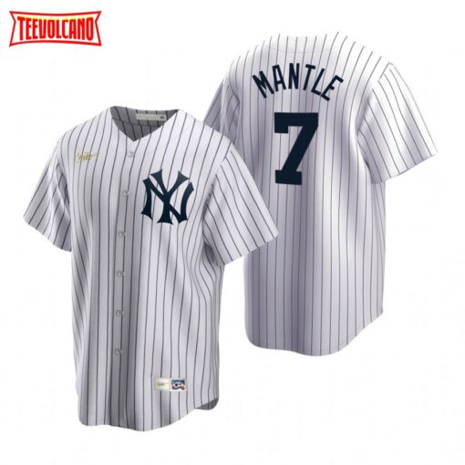 New York Yankees Mickey Mantle White Cooperstown Home Jersey