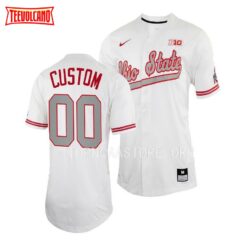 Ohio State Buckeyes Custom College Baseball Full-Button Jersey White
