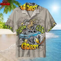 Old Goat with a Hot Rod Hawaiian Shirt