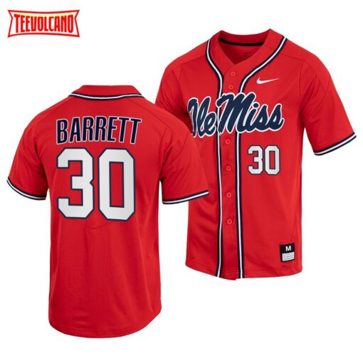 Ole Miss Rebels Aaron Barrett College Baseball Jersey Red