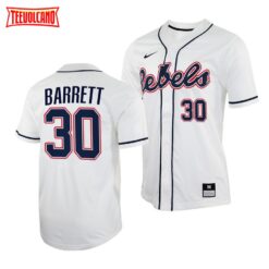 Ole Miss Rebels Aaron Barrett College Baseball Jersey White