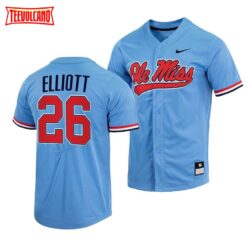 Ole Miss Rebels Hunter Elliott College Baseball Jersey Blue