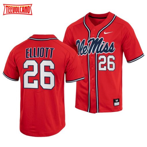 Ole Miss Rebels Hunter Elliott College Baseball Jersey Red