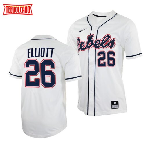 Ole Miss Rebels Hunter Elliott College Baseball Jersey White