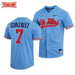 Ole Miss Rebels Jacob Gonzalez College Baseball Jersey Blue