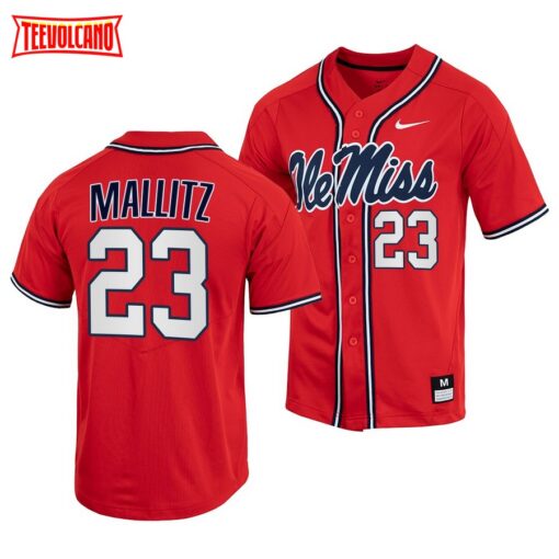 Ole Miss Rebels Josh Mallitz College Baseball Jersey Red