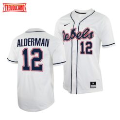 Ole Miss Rebels Kemp Alderman College Baseball Jersey White