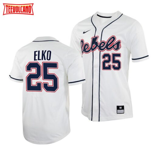 Ole Miss Rebels Tim Elko College Baseball Jersey White