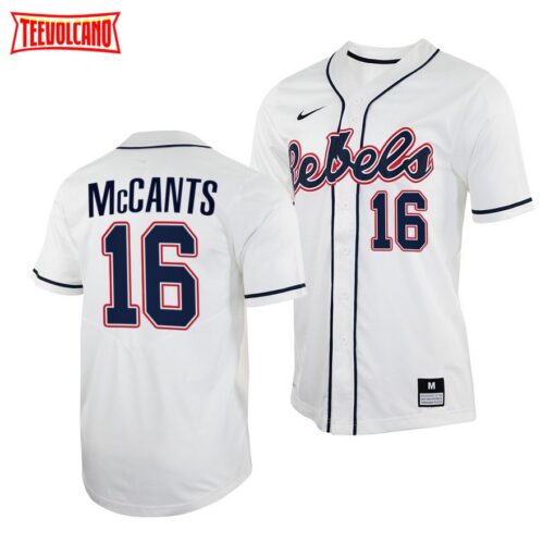 Ole Miss Rebels TJ McCants College Baseball Jersey White