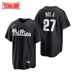 Philadelphia Phillies Aaron Nola Black White Fashion Replica Jersey