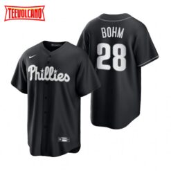 Philadelphia Phillies Alec Bohm Black White Fashion Replica Jersey