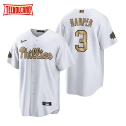 Philadelphia Phillies Bryce Harper White Gold 2022 All-Star Replica Jersey