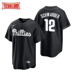 Philadelphia Phillies Kyle Schwarber Black White Fashion Replica Jersey