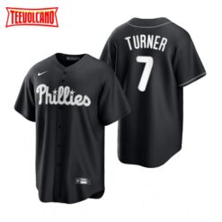 Philadelphia Phillies Trea Turner Black White Fashion Replica Jersey