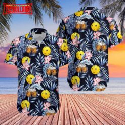 Pickleball Beer Regular Fit Slim Fit Casual Hawaiian Shirt