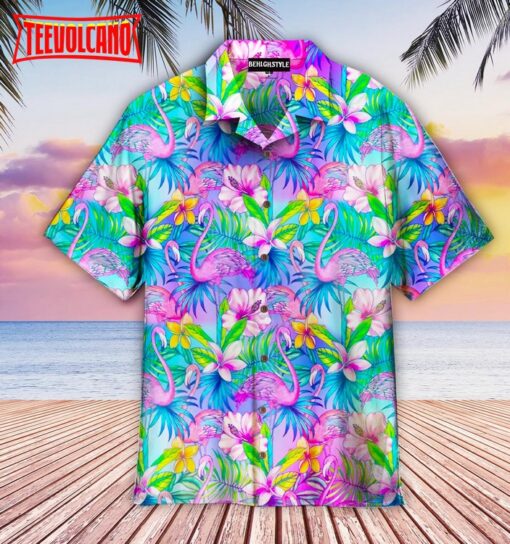 Pink Flamingo Tropical Aloha Hawaiian Shirt