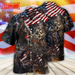 Pirate Skeleton USA Flag Independence Day Hawaiian Shirt