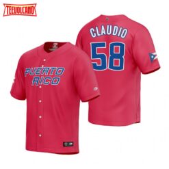 Puerto Rico Alex Claudio Red 2023 World Baseball Classic Jersey