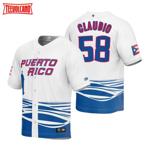 Puerto Rico Alex Claudio White 2023 World Baseball Classic Jersey