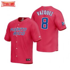 Puerto Rico Christian Vazquez Red 2023 World Baseball Classic Jersey