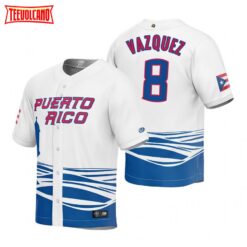 Puerto Rico Christian Vazquez White 2023 World Baseball Classic Jersey