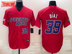 Puerto Rico Edwin Diaz Red Blue 2023 World Baseball Classic Jersey