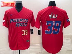 Puerto Rico Edwin Diaz Red Gold 2023 World Baseball Classic Jersey