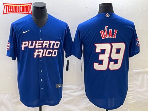 Puerto Rico Edwin Diaz Royal 2023 World Baseball Classic Jersey