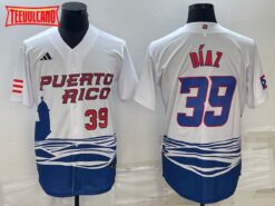 Puerto Rico Edwin Diaz White Red 2023 World Baseball Classic Jersey