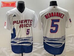 Puerto Rico Enrique Hernandez White Navy 2023 World Baseball Classic Jersey