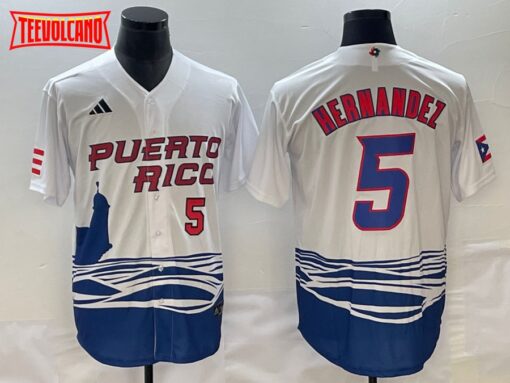 Puerto Rico Enrique Hernandez White Red 2023 World Baseball Classic Jersey